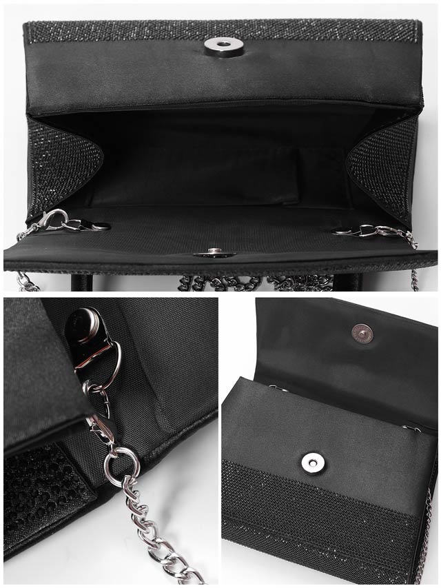 [2way]ワンカラーラインストーンハンドバッグ