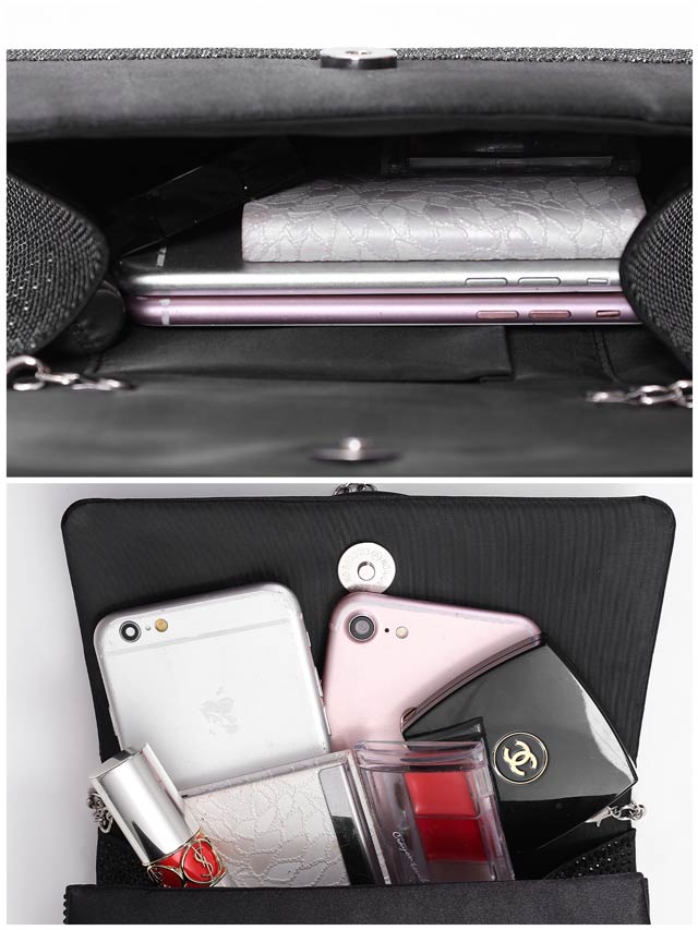 [2way]ワンカラーラインストーンハンドバッグ