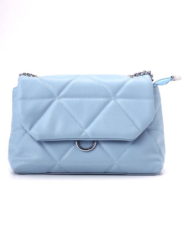 シルバーチェーンキルティングショルダーバッグ