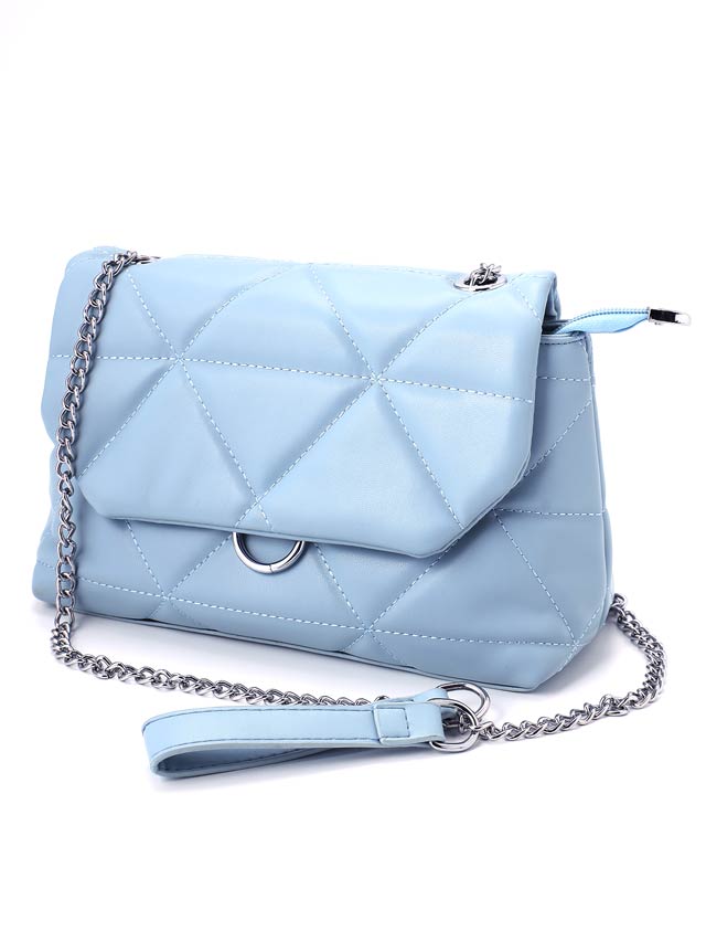 シルバーチェーンキルティングショルダーバッグ