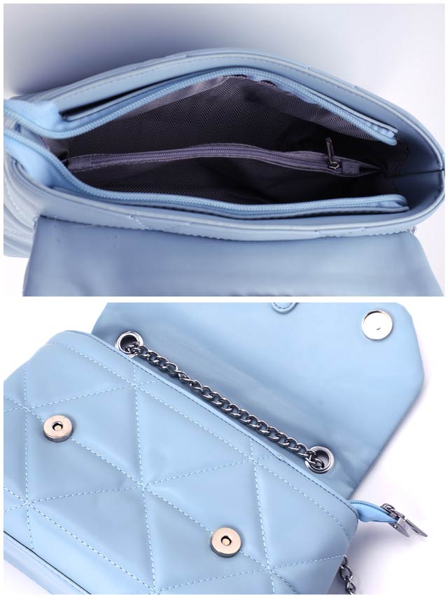 シルバーチェーンキルティングショルダーバッグ