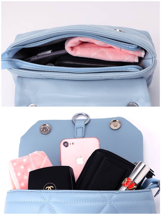 シルバーチェーンキルティングショルダーバッグ