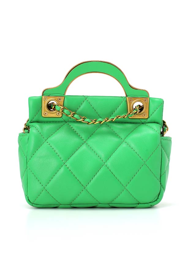 キルティングチェーンゴールド切り替えショルダーバッグ