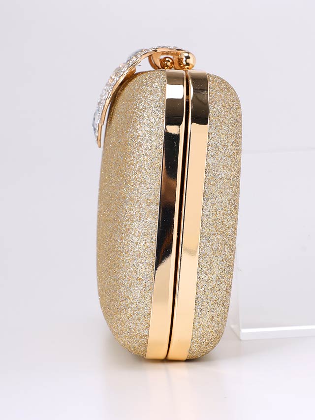 [2way]グリッターシルバービジュー付きボックスクラッチバッグ