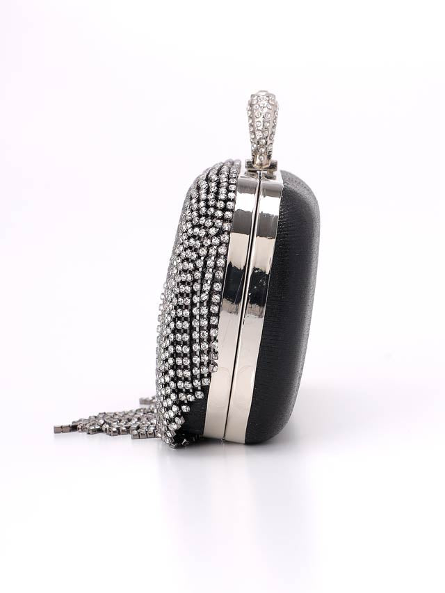 [2way]シャイニーラインストーンボックスクラッチ＆ショルダーバッグ