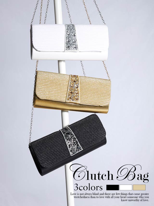 [2way]ゴージャスフロントビジュークラッチバッグ＆ショルダーバッグ