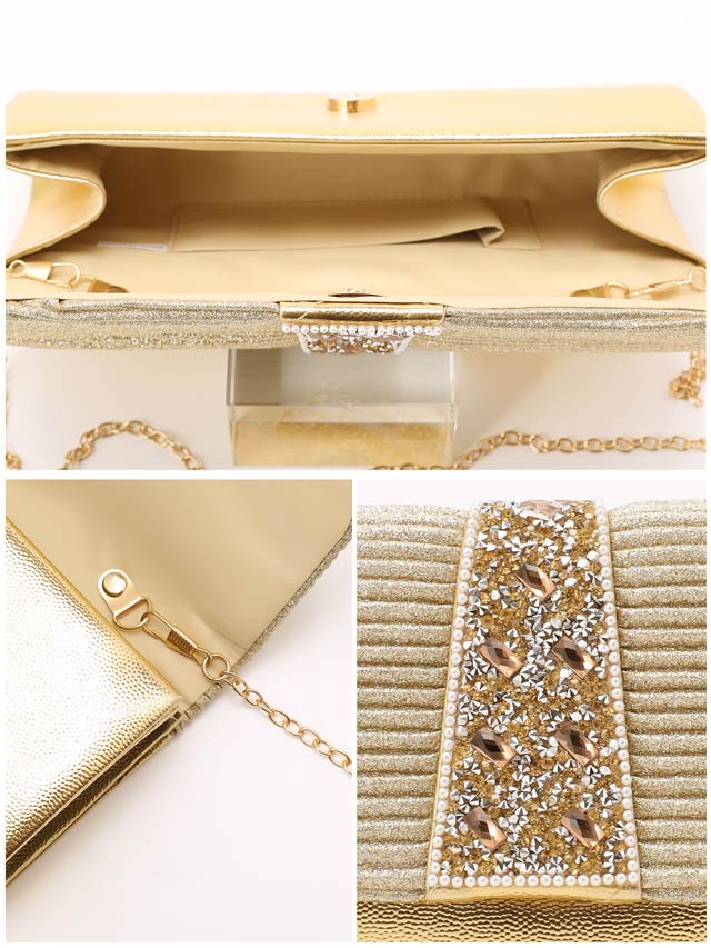 [2way]ゴージャスフロントビジュークラッチバッグ＆ショルダーバッグ