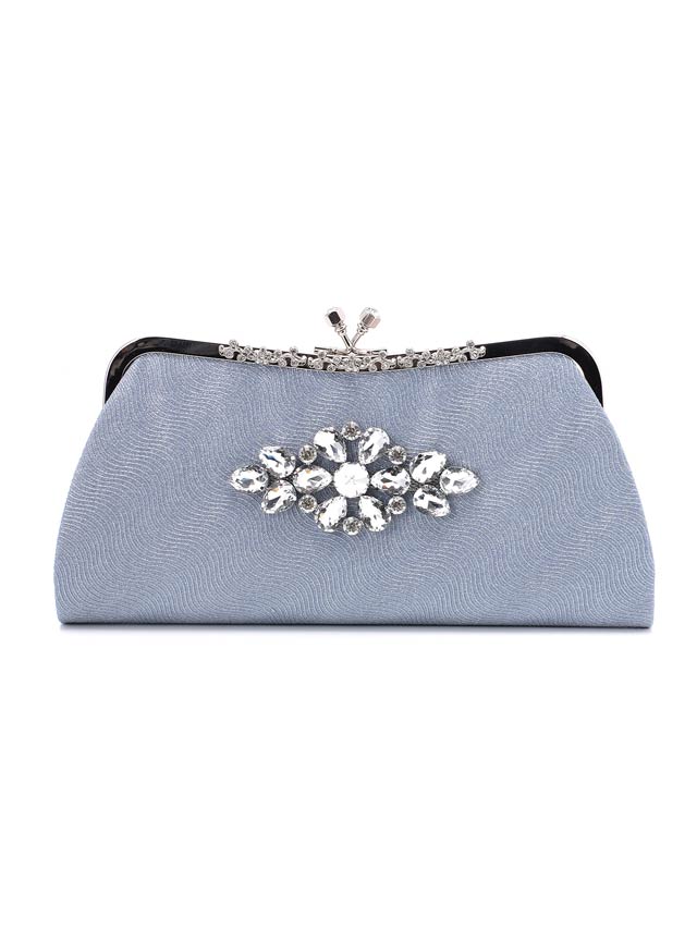 [2way]エレガントグリッターシルバービジュー付きクラッチバッグ＆ショルダーバッグ