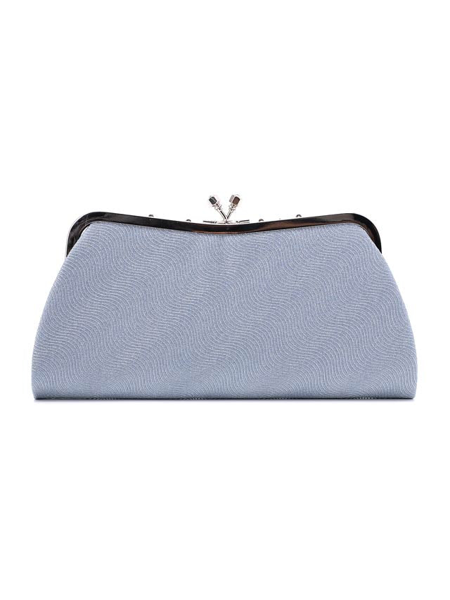 [2way]エレガントグリッターシルバービジュー付きクラッチバッグ＆ショルダーバッグ