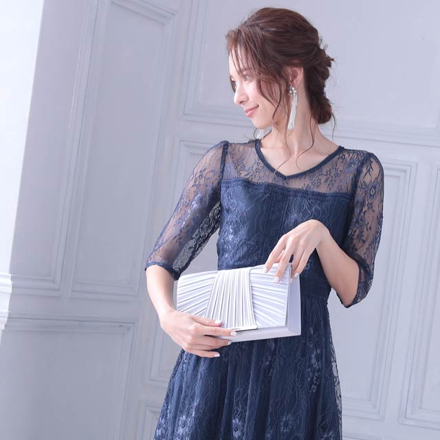 [全3色][2way]レイヤードプリーツクラッチバッグ