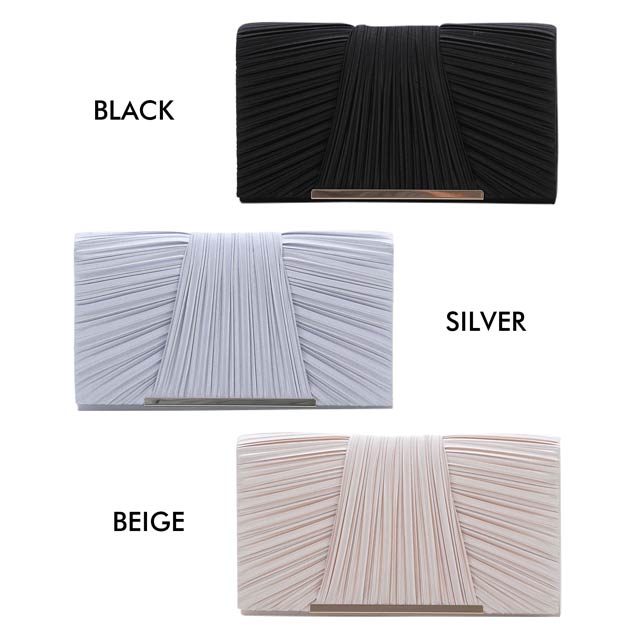 [全3色][2way]レイヤードプリーツクラッチバッグ