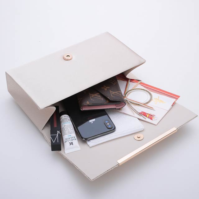 [全3色][2way]レイヤードプリーツクラッチバッグ