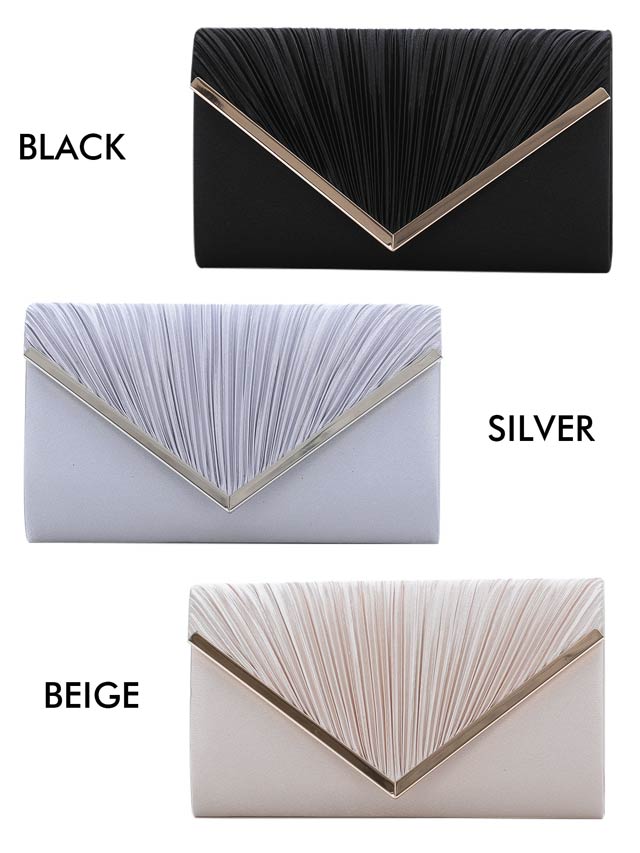 7/10再入荷![全3色][2way]プリーツレタークラッチバッグ