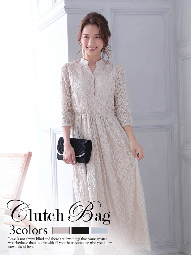 7/10再入荷![全3色][2way]エレガントプリーツクラッチバッグ