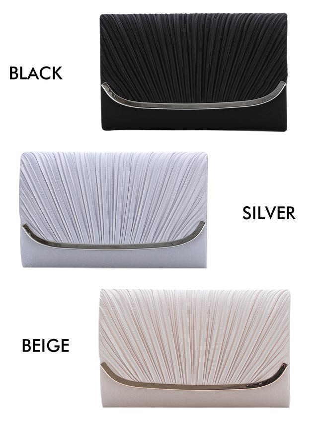 7/10再入荷![全3色][2way]エレガントプリーツクラッチバッグ