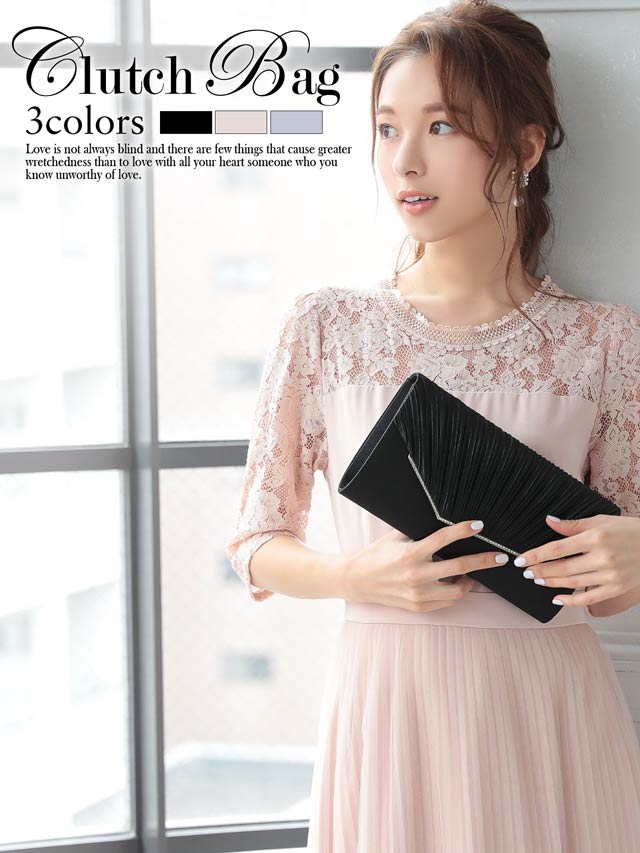 7/10再入荷![2way]プリーツデザインレタークラッチバッグ