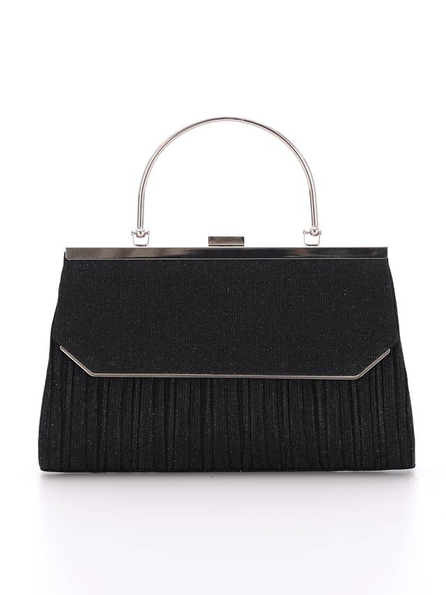 ラメプリーツハンドル付きパーティーバッグ