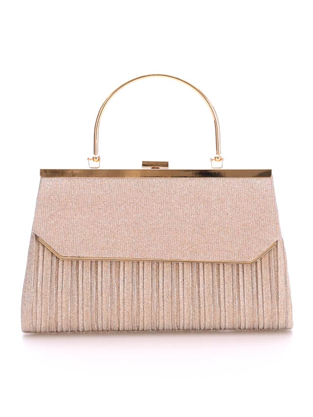 ラメプリーツハンドル付きパーティーバッグ