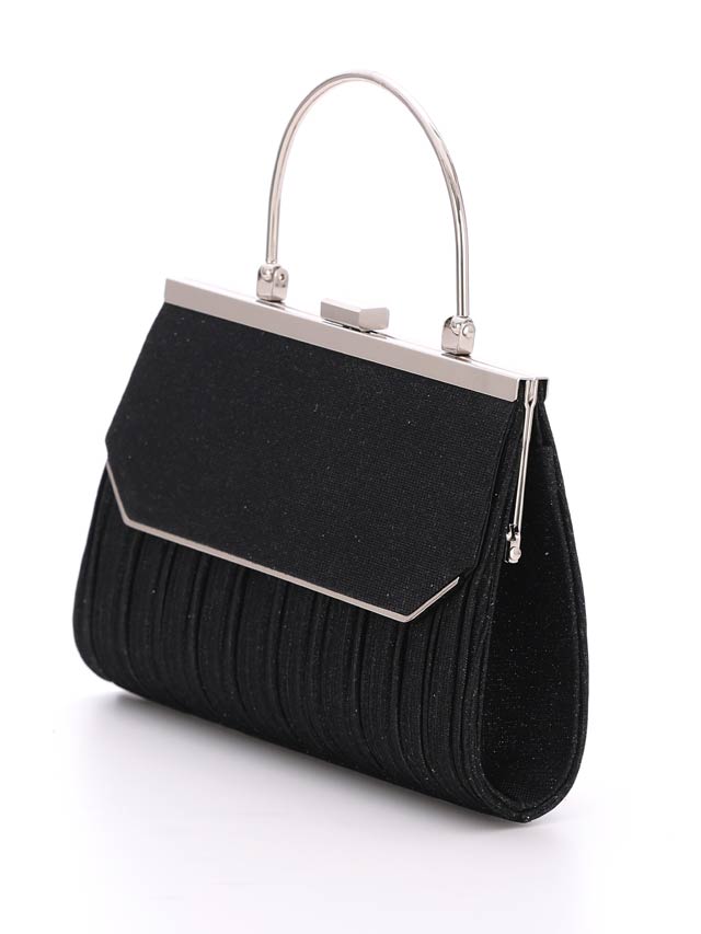 ラメプリーツハンドル付きパーティーバッグ