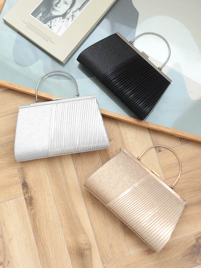 7/10再入荷!グリッター プリーツ デザインパーティーバッグ