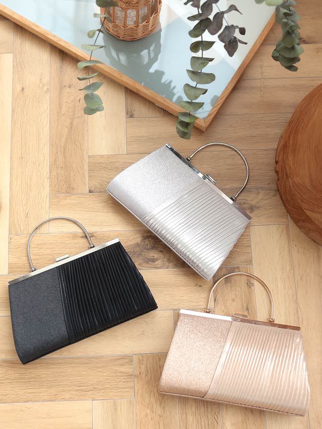 7/10再入荷!グリッター プリーツ デザインパーティーバッグ