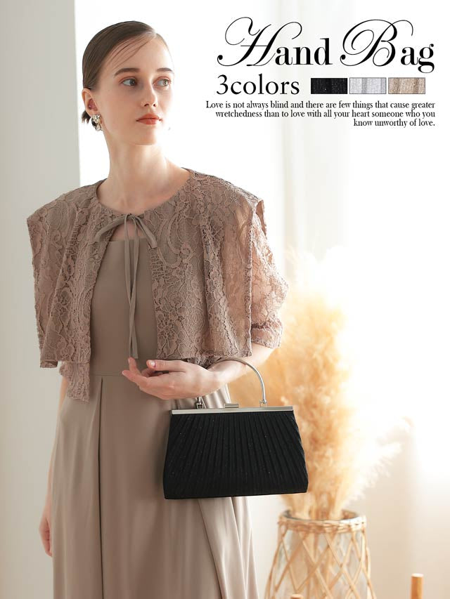 5/8再入荷!メタルハンドルラメプリーツパーティーバッグ