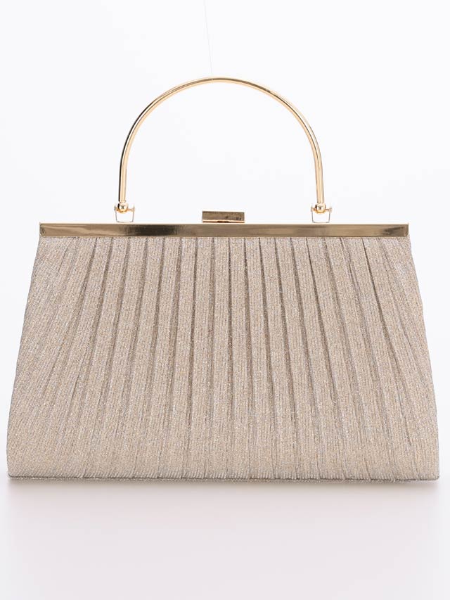 5/8再入荷!メタルハンドルラメプリーツパーティーバッグ