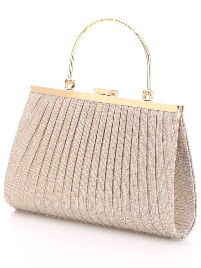 5/8再入荷!メタルハンドルラメプリーツパーティーバッグ