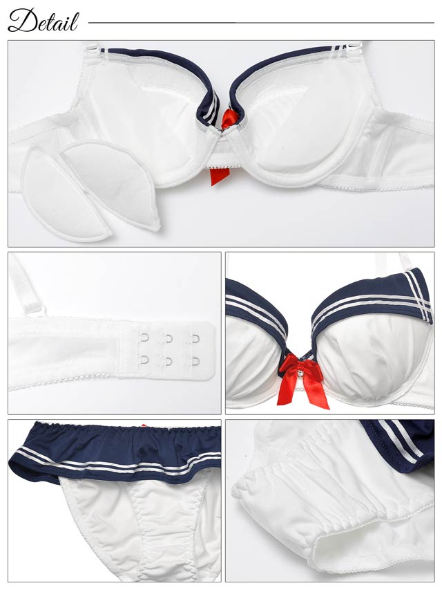 フリルリボンセーラー風ブラジャー&フルバックショーツ [推し]