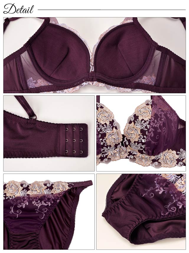 9/9再販!【三上悠亜着用】グロッシィフラワーエンブロイダリー育乳脇高ブラジャー&フルバックショーツ [推し]