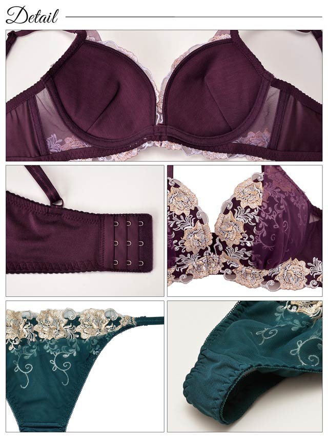 9/9再販!【三上悠亜着用】グロッシィフラワーエンブロイダリー育乳脇高ブラジャー&Tバックショーツ