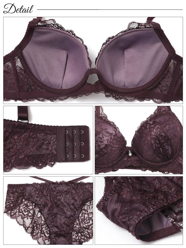 8/9再販!オールレースカットストリング育乳脇高ブラジャー&バック透けフルバックショーツ [推し][人気]
