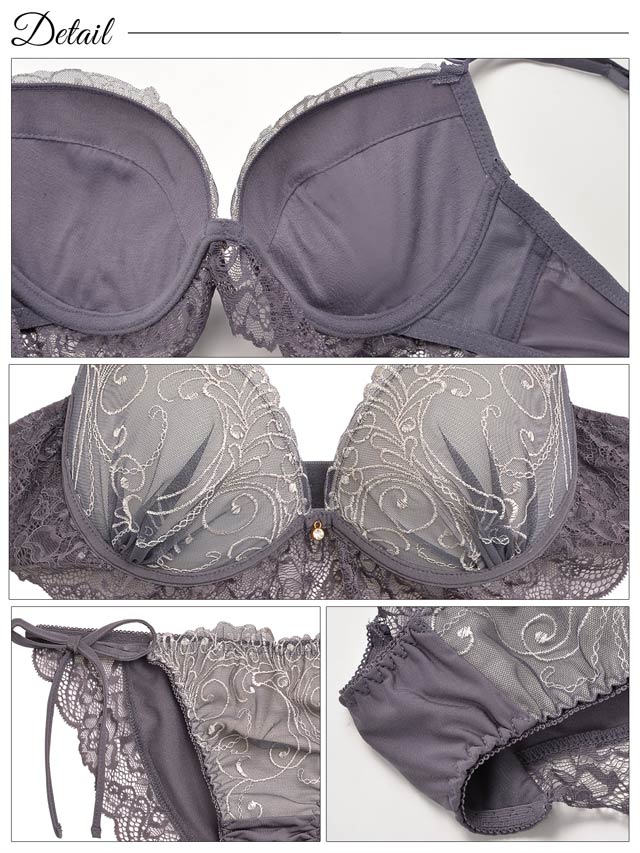 8/6再販!【EFサイズ】【三上悠亜着用】ロイヤルレースレイヤードブラジャー&サイド紐フルバックショーツ[推し]
