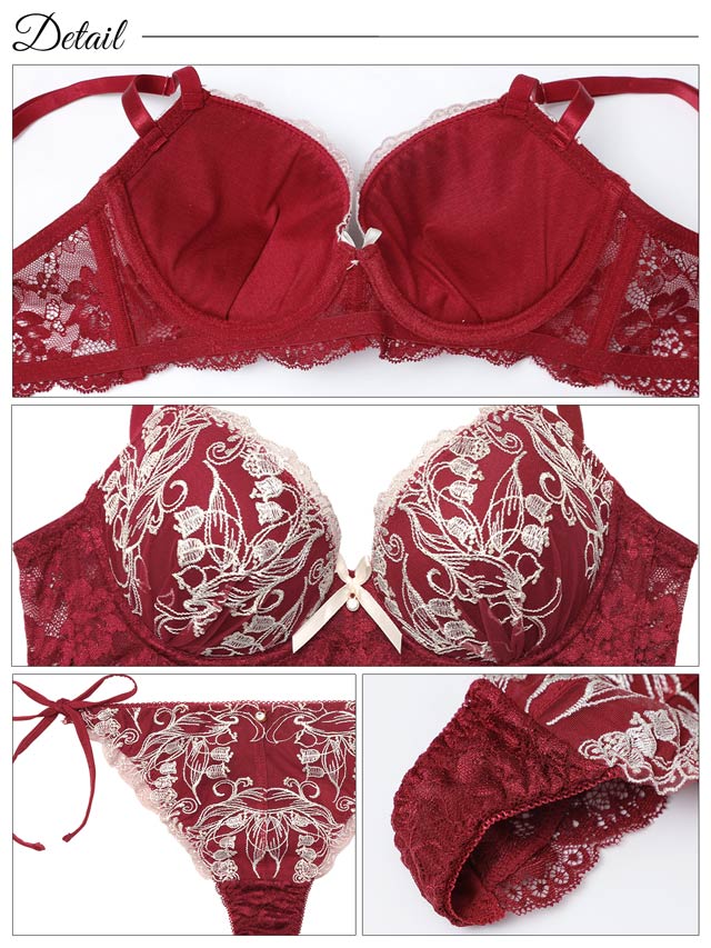 8/21再販!【Tバック】【三上悠亜着用】【EFサイズ】リリーベルエンブロイダリー育乳脇高ブラジャー&サイド紐バック透けTバックショーツ[推し]