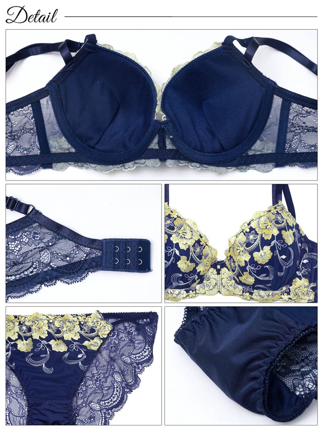 7/18新作!ミスティックビビットブルーム育乳脇高ブラジャー&バック透けフルバックショーツ[推し][人気]