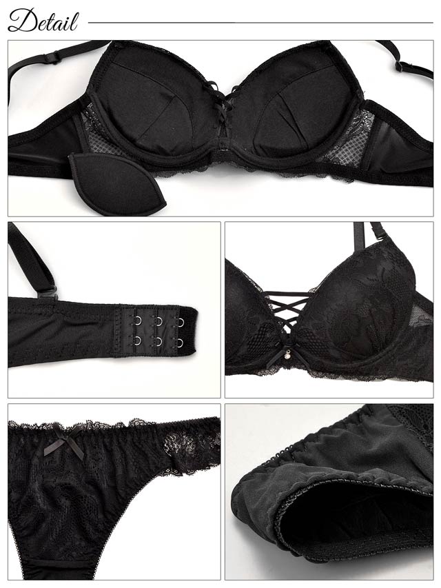 7/12再販!【Tバック】ワンカラーレースアップブラジャー&Tバックショーツ[推し][人気]