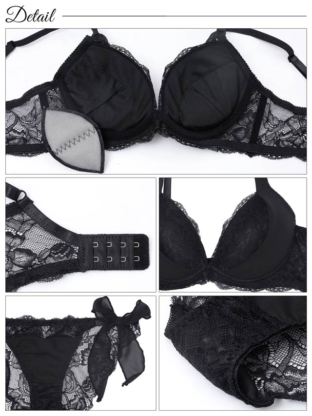 7/28新作!【かとゆり着用】モノトーンプティチュール育乳脇高ブラジャー&サイド紐バック透けフルバックショーツ[推し][人気]