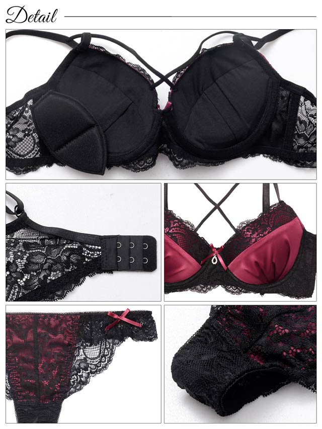 7/25新作!【Tバック】ディープサテンリボンコード育乳脇高ブラジャー&バック透けTバックショーツ[推し][人気]