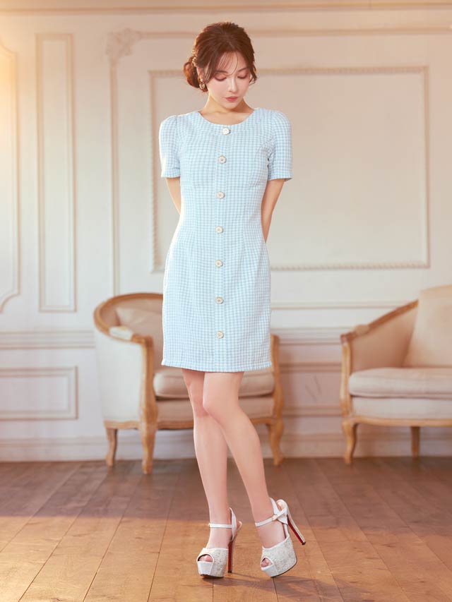 [14.5cmヒール]パールラインカラースタッズストラップ付きオープントゥサンダル[dazzyオリジナル]