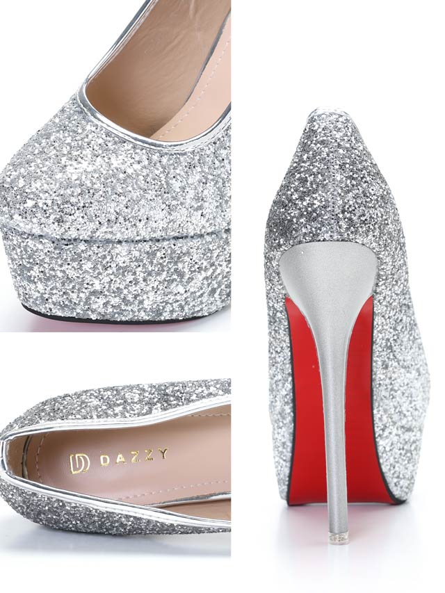 8/1再入荷![15cmヒール]ゴージャスグリッターラメヒールパンプス[dazzyオリジナル]