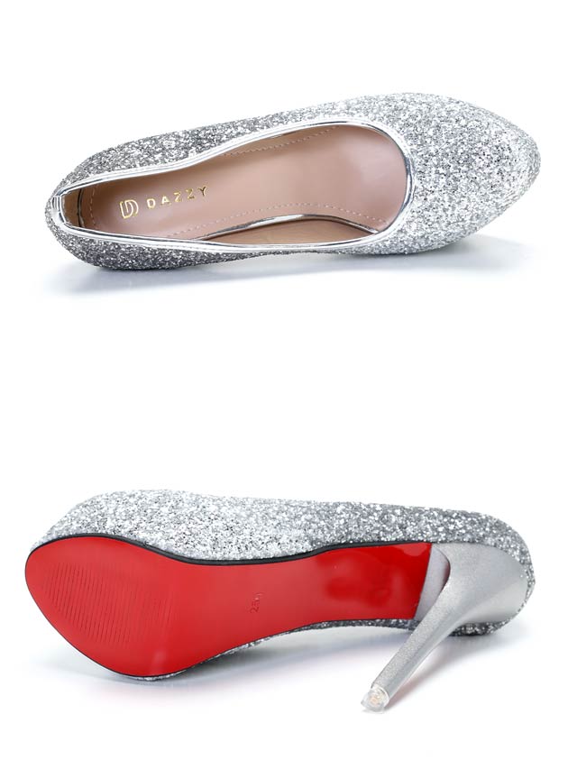 8/1再入荷![15cmヒール]ゴージャスグリッターラメヒールパンプス[dazzyオリジナル]