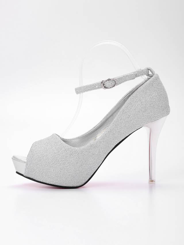 8/26再入荷![10cmヒール]ラメグリッターxメタリックヒールパンプスオープントゥパンプス