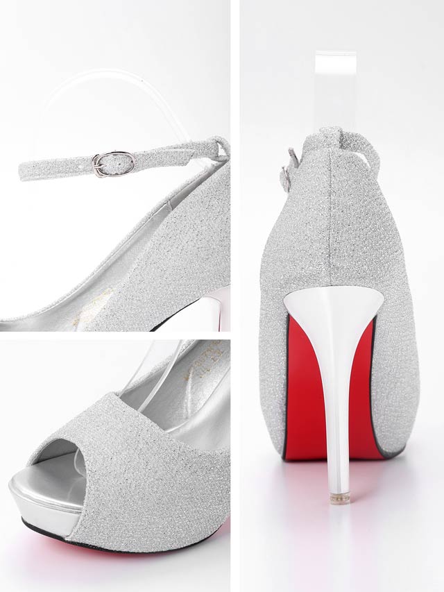 8/26再入荷![10cmヒール]ラメグリッターxメタリックヒールパンプスオープントゥパンプス