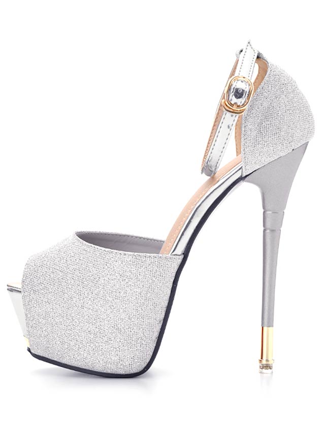 7/8再入荷![15cmヒール]アンクルストラップ付シャイニーラメサンダル[dazzyオリジナル]