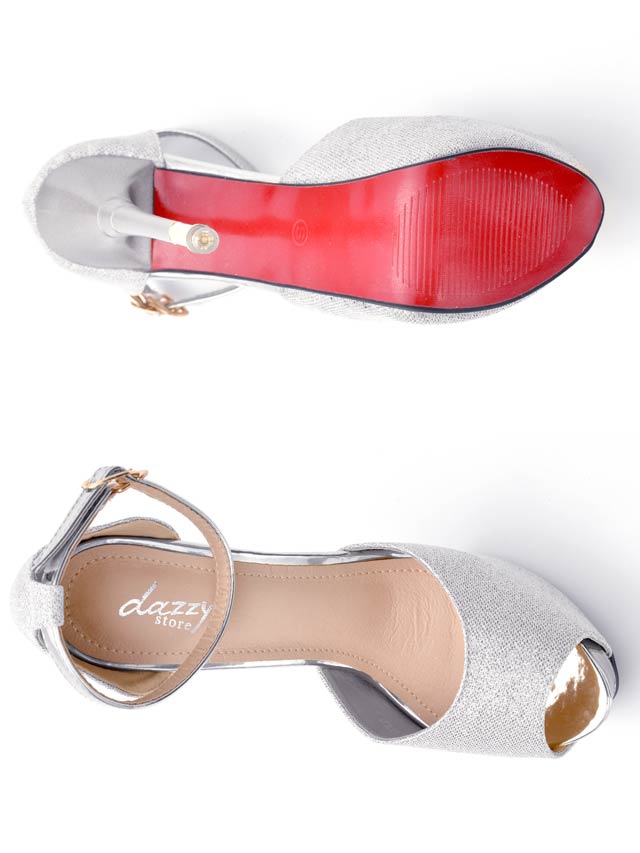 7/8再入荷![15cmヒール]アンクルストラップ付シャイニーラメサンダル[dazzyオリジナル]