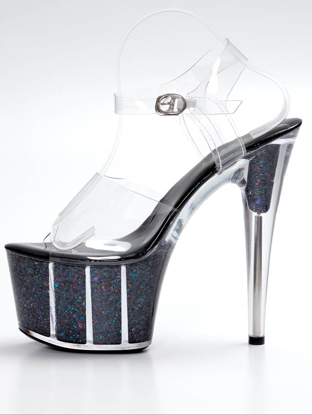 [17cmヒール]マルチグリッタークリアストラップサンダル[dazzyオリジナル]