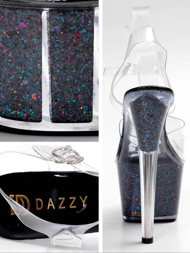 [17cmヒール]マルチグリッタークリアストラップサンダル[dazzyオリジナル]