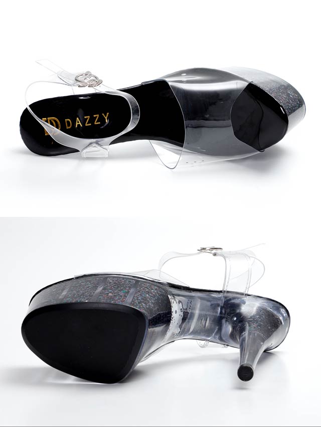 [17cmヒール]マルチグリッタークリアストラップサンダル[dazzyオリジナル]