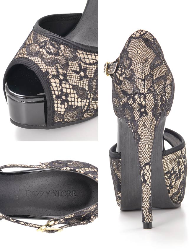 7/3再入荷!ストラップ付ラメ入りフラワーレースサンダル