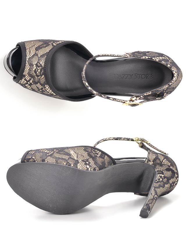 7/3再入荷!ストラップ付ラメ入りフラワーレースサンダル